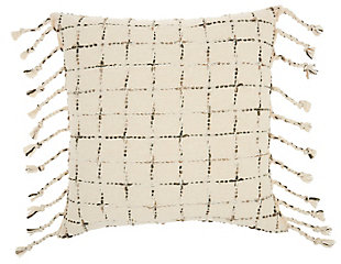 Mina Victory Life Styles Woven Grid 20" x 20" Natural Indoor Throw Pillow, , large