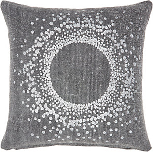 Nourison Mina Victory Charcoal And Silver Metallic Eclipse 18" X 18" Throw Pillow, Charcoal, rollover