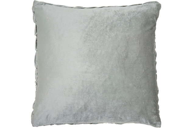 This velvet pleated wave throw pillow can dress up a sofa, sectional or loveseat and complement any color scheme. The handmade polyester accent pillow looks right at home in just about any setting, whether casual or formal.Cover made of 100% polyester | Polyester fill | Handmade | Zipper closure | Spot clean | Imported