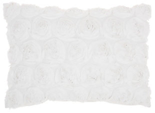 Nourison Life Styles Denim Roses 14"X20" White Indoor Throw Pillow, White, large