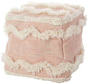 The subtle hues blend easily into the background when this pouf is not being used, but it's ready to step up when needed. Ideal for casual settings, this cotton pouf with fringe is comfortable for sitting or resting your feet.Cover made of cotton | Polystyrene fill | Machine made | Zipper closure | Spot clean | Imported