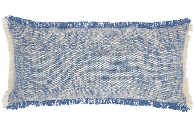 Comfortable and casual, this versatile throw pillow blends beautifully with just about any color scheme. The handwoven cotton accent pillow with fringe edges feels soft and looks great in just about any room.Cover made of cotton | Polyester fill | Handwoven | Zipper closure | Spot clean | Imported