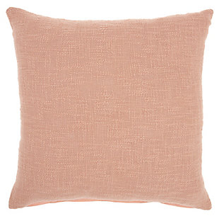 The subtle shade of this versatile throw pillow blends beautifully with most colors. The handcrafted cotton accent pillow feels soft and looks great in just about any room decor.Cover made of cotton | Polyester fill | Handcrafted | Zipper closure | Spot clean | Imported