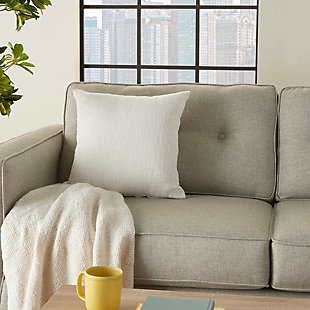 Take your casual decor up a notch with this solid throw pillow from Mina Victory Home Accents. Pure cotton, woven skillfully in white with nubby stitches, adds subtle texture to your couch, chair, or other seating area. Handmade 18” square includes polyester insert and zipper closure. Available in multiple coordinating sizes and colors.Handcrafted | Polyester fill | Handcrafted | Rectangle | Indoor only | Spot clean