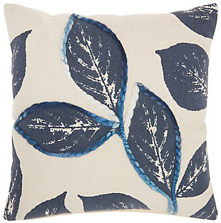 The botanical pattern on this throw pillow adds charm to any room. In subtle hues that blend easily with most colors, the handcrafted cotton and polyester accent pillow looks right at home in a casual sitting area or a more formal setting.Cover made of cotton/polyester | Handcrafted | Polyester fill | Zipper closure | Spot clean | Imported