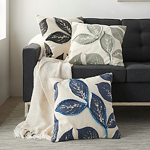 The botanical pattern on this throw pillow adds charm to any room. In subtle hues that blend easily with most colors, the handcrafted cotton and polyester accent pillow looks right at home in a casual sitting area or a more formal setting.Cover made of cotton/polyester | Handcrafted | Polyester fill | Zipper closure | Spot clean | Imported