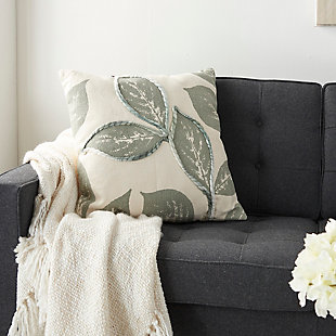 The botanical pattern on this throw pillow adds charm to any room. In subtle hues that blend easily with most colors, the handcrafted cotton and polyester accent pillow looks right at home in a casual sitting area or a more formal setting.Cover made of cotton/polyester | Polyester fill | Handcrafted | Zipper closure | Spot clean | Imported