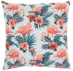 Nourison Life Styles Tropical Flamingos 18"X18" Multicolor Indoor Throw Pillow, , large