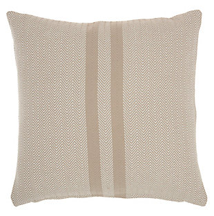 With its stripe design, this throw pillow has a clean look. The handcrafted cotton accent pillow has soft shades that complement most colors and look great in just about any setting.Cover made of cotton | Polyester fill | Handcrafted | Zipper closure | Spot clean | Imported