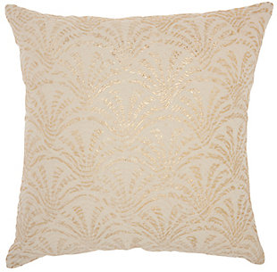 Nourison Life Styles Met Emb Swirls 18" x 18" Ivory Gold Indoor Throw Pillow, , large