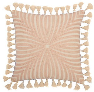 Mina Victory Life Styles Embroidered Burst 18" x 18" Blush Indoor Throw Pillow, Blush, large