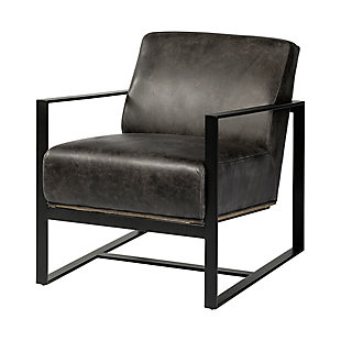 Stamford Ebony Genuine Leather Wrapped Metal Frame Accent Chair, , large