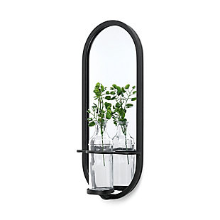 Mercana Wall Mounted Mirror W/Glass Bottle For Botanicals Or Floral, , rollover