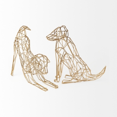 Mercana Wire-Framed Dog Shaped Decor In Gold Finish, , rollover