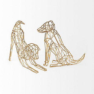 Mercana Wire-Framed Dog Shaped Decor In Gold Finish, , rollover