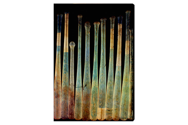 What an artful depiction of America's favorite pastime. Wooden Bats Canvas Wall Art is capricious and colorful—perfect for any stylish slugger's room.Hand-stretched, gallery wrapped canvas | Unframed | Giclee reproduction | Wire hanger | Made in the U.S.A.