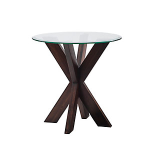 Linon Gentry X Base Side Table With Glass, Espresso, large