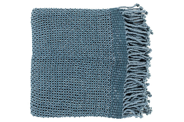 Wrap yourself in the comfort of 100% cotton with this ultra-soft diamond-stitch throw. Knotted fringe adds fabulous texture and flair.Cotton | Imported | Spot clean