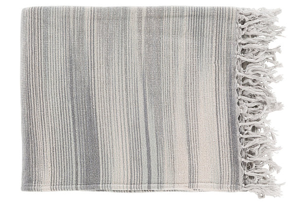 Delightfully soft all-cotton throw is a mastery in the art of softness and subtlety. Perfectly imperfect stripes incorporate a mood of easy elegance and relaxed luxury.Cotton | Imported | Spot clean