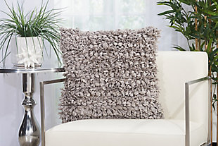 It’s groovy baby! Funky shag pillows are the easiest way to add texture and a fresh style to any room instantly. Available in earth tones or in striking, vivid colors that will suit a variety of design choices.Handmade | Indoor only | Spot clean | Gray | 61% polyester, 24% cotton, 15% rayon | Zipper closure | Imported