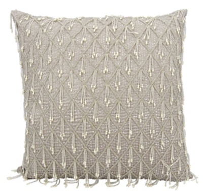 Nourison Mina Victory Couture Luster 20" X 20" Throw Pillow, Gray, large