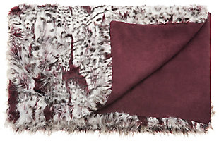 Nourison Mina Victory Fur 50" X 70" Throw Blanket, Burgandy/Ivory, large