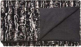 Nourison Mina Victory Fur 50" X 70" Throw Blanket, Black/Silver, large