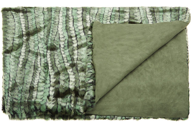 Indulge your taste for luxury with these soft and magnificent faux fur throws. Create a lush texture and a warm, plush ambiance to any interior. Show your impeccable taste and make your seating area inviting in an instant with these artistic creations. Faux furMachine made | Indoor only | Spot clean | Green | Acrylic | Throw blanket | Imported