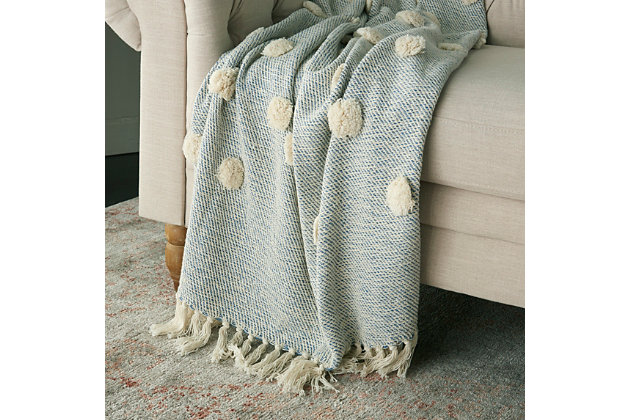 Our decorative throw blankets are a perfect layer for any couch, chair or bed. Luxurious to the touch, our throw blankets have a high-end design, look and feel. They are super soft, warm and extremely cozy. Each throw blanket is large enough to use as a blanket and stylish enough to use as an accent piece.Handcrafted | Indoor only | Spot clean | Blue | Cotton | Throw blanket | Imported