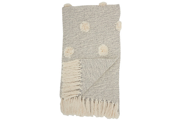 Our decorative throw blankets are a perfect layer for any couch, chair or bed. Luxurious to the touch, our throw blankets have a high-end design, look and feel. They are super soft, warm and extremely cozy. Each throw blanket is large enough to use as a blanket and stylish enough to use as an accent piece.Handcrafted | Indoor only | Spot clean | Gray | Cotton | Throw blanket | Imported