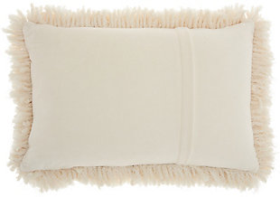 Nourison Nourison Shag Cream Lush Yarn 14" X 20" Throw Pillow, Cream, large