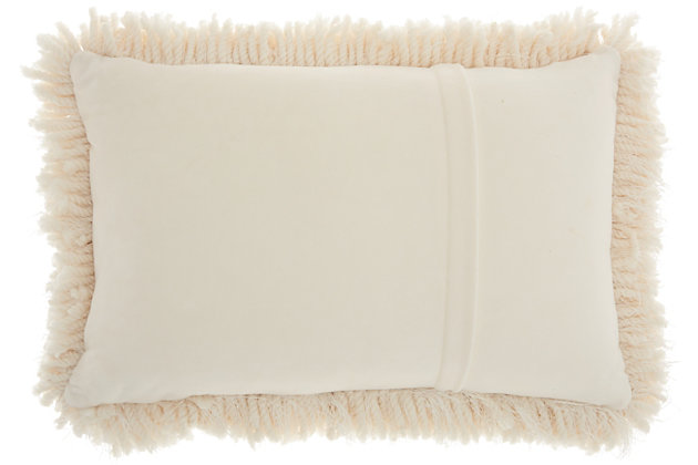 It’s groovy baby! Funky shag pillows are the easiest way to add texture and a fresh style to any room instantly. Available in earth tones or in striking, vivid colors that will suit a variety of design choices.Machine made | Indoor only | Spot clean | Cream | 100% polyester | Zipper closure | Imported