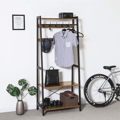 Industrial Coat Rack 2-Tiers with 9 Hooks, , rollover