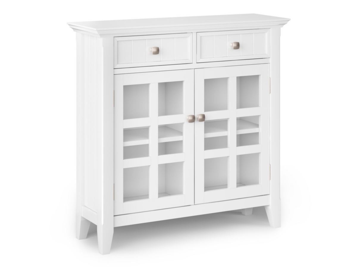 Acadian Rustic White Storage Cabinet, White, large