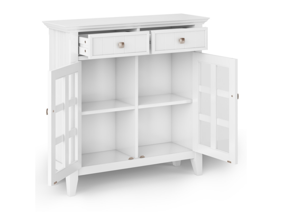 Acadian Rustic White Storage Cabinet, White, large