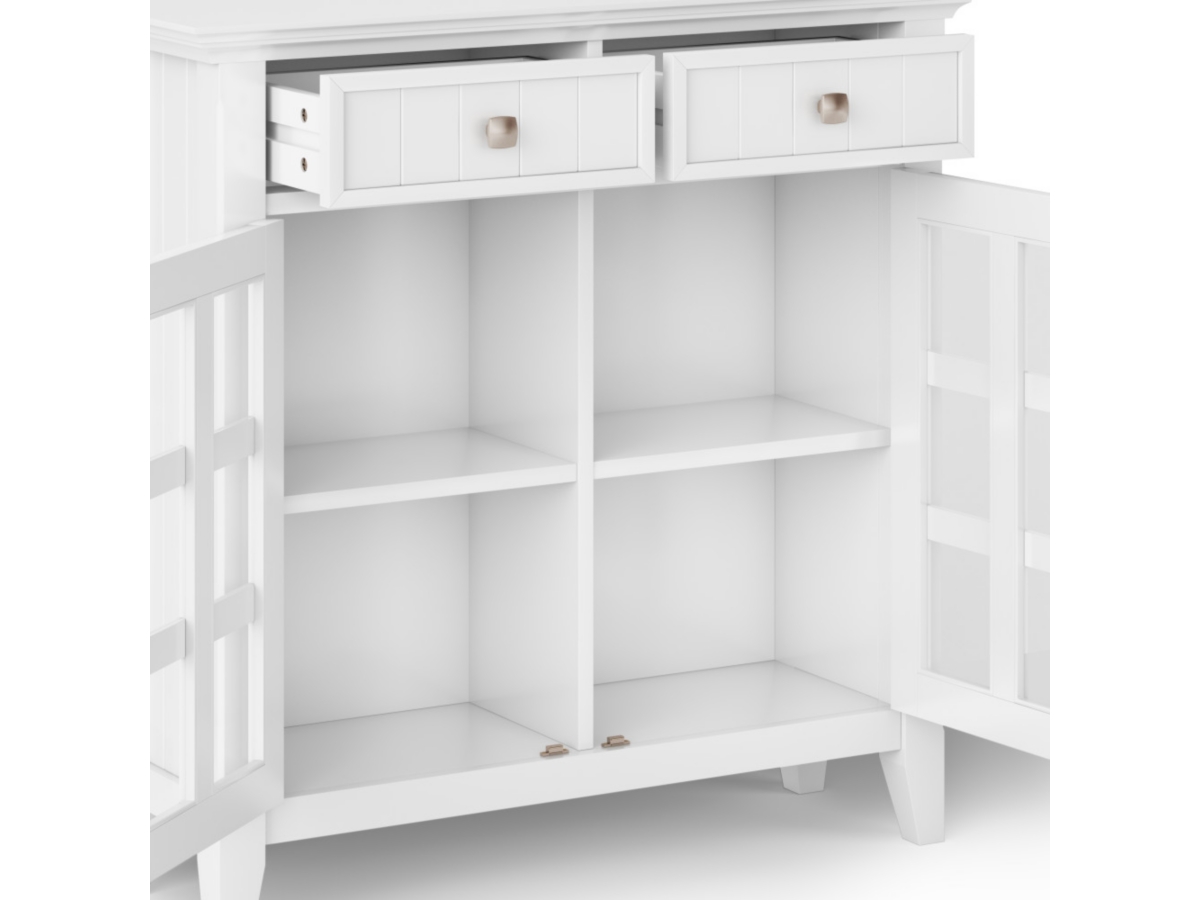 Acadian Rustic White Storage Cabinet, White, large