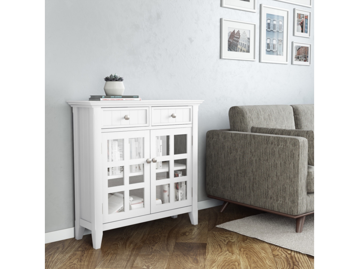 Acadian Rustic White Storage Cabinet, White, large