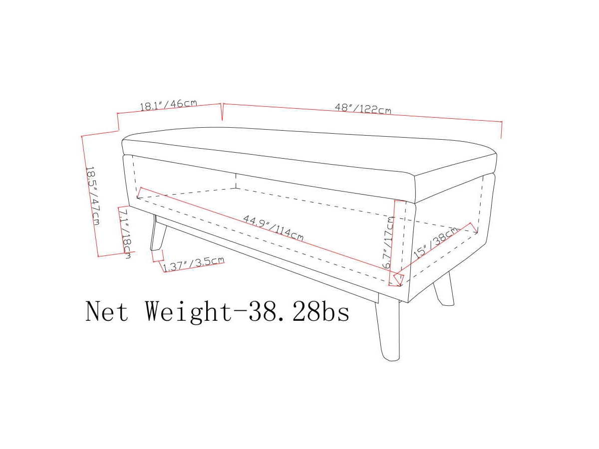 Owen Brown Faux Air Leather Modern Storage Ottoman, Distressed Saddle Brown, large