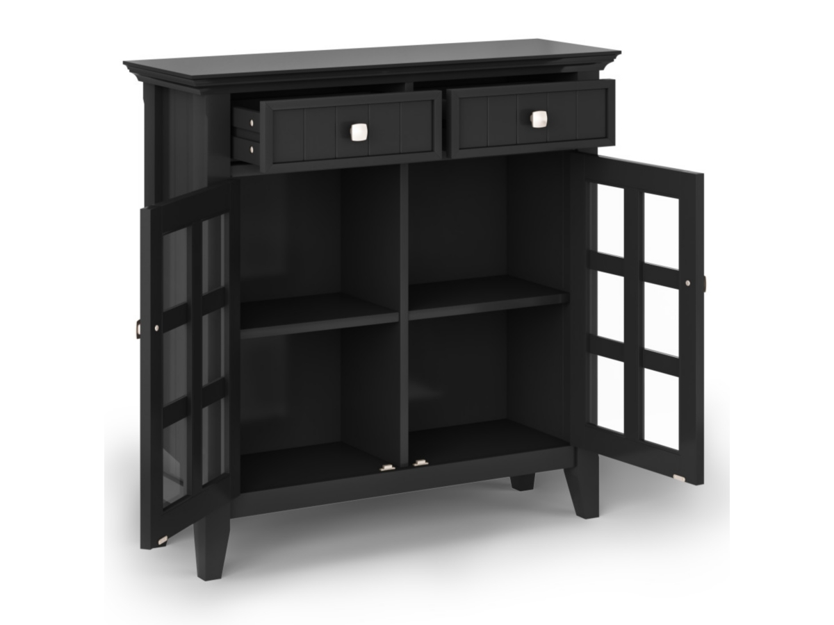 Acadian Rustic Black Storage Cabinet, Black, large