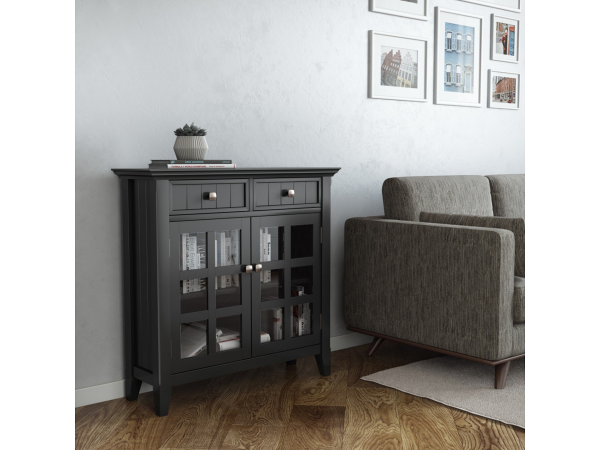 Acadian Rustic Black Storage Cabinet, Black, large