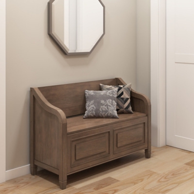 Connaught Entryway Brown Storage Bench, , large