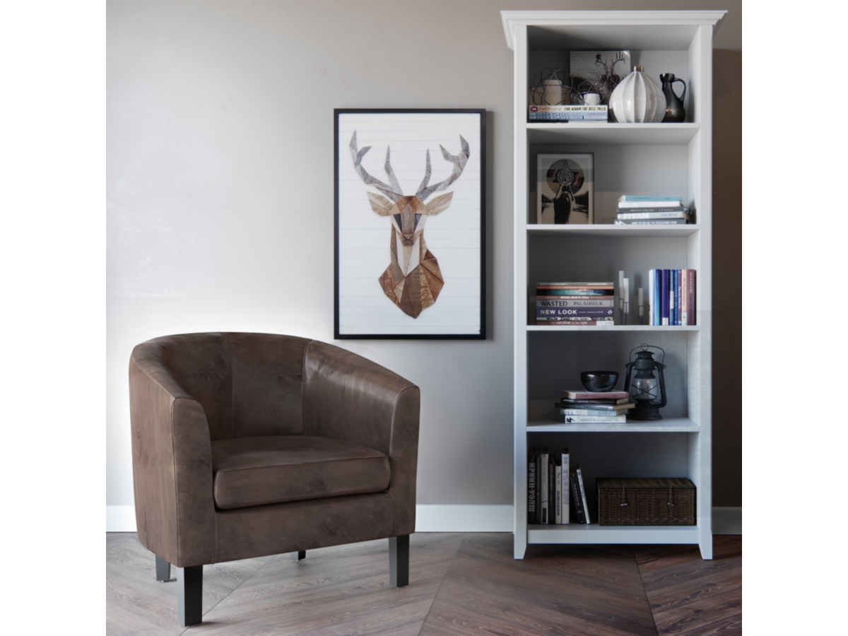 Austin Brown Faux Air Leather Tub Chair, Dark Brown, large