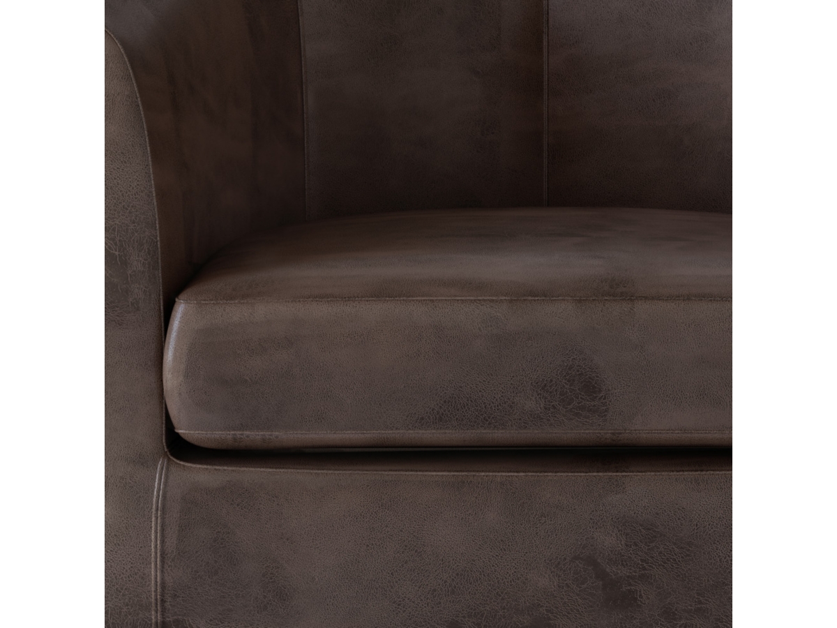Austin Brown Faux Air Leather Tub Chair, Dark Brown, large