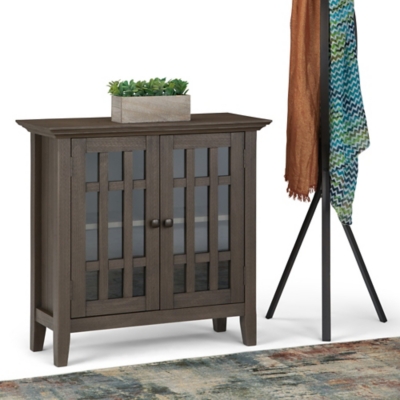 Bedford Rustic Gray Storage Media Cabinet, Gray, large