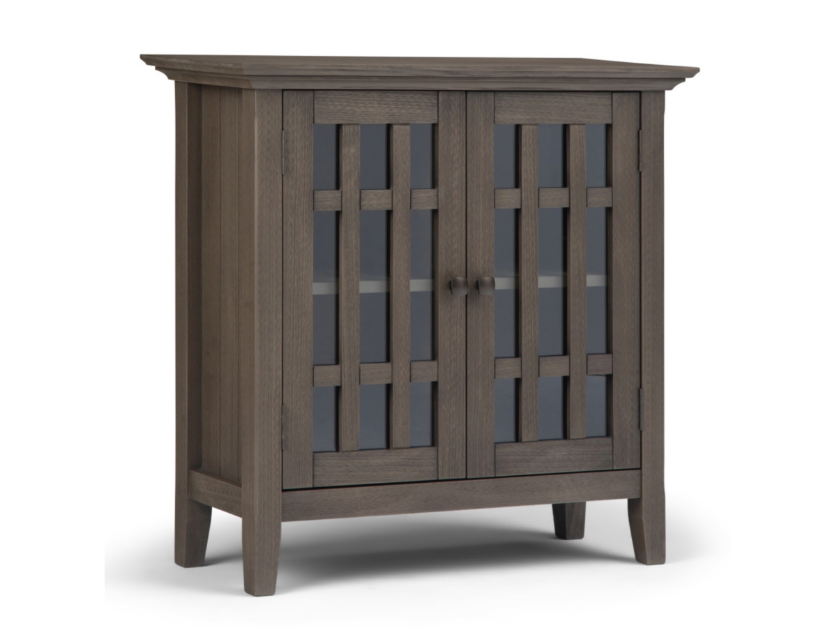 Bedford Rustic Gray Storage Media Cabinet, Gray, large