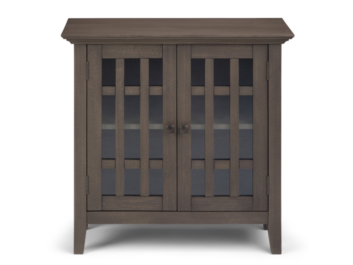 Bedford Rustic Gray Storage Media Cabinet, Gray, large