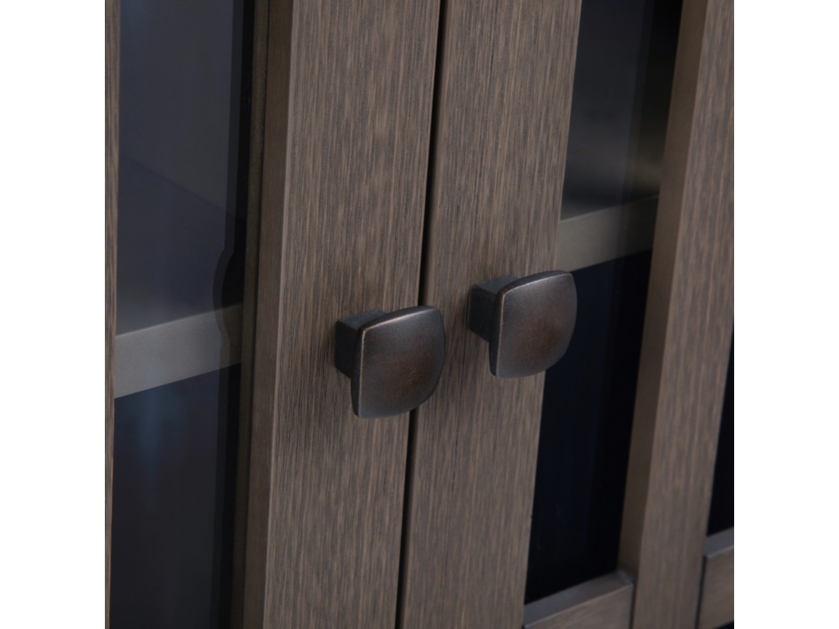 Bedford Rustic Gray Storage Media Cabinet, Gray, large