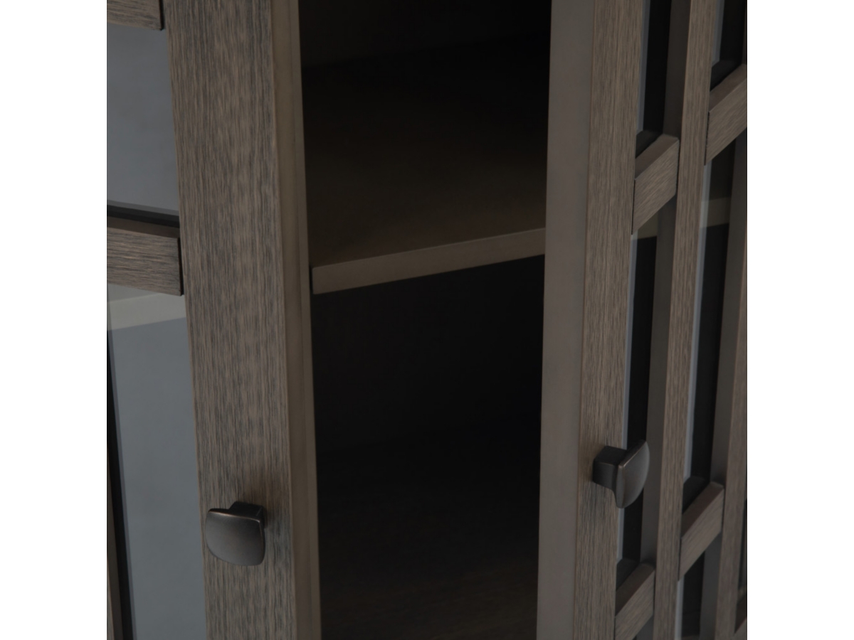 Bedford Rustic Gray Storage Media Cabinet, Gray, large