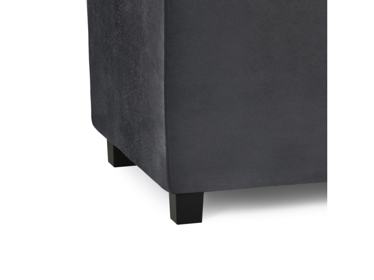 Avalon Black Faux Air Leather Storage Ottoman, Black, large