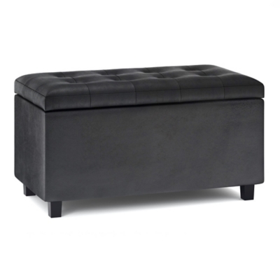 Cosmopolitan Black Faux Air Leather Storage Ottoman, Black, large
